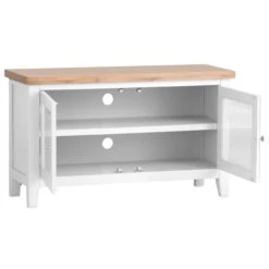 Eaton White Painted Oak Small TV Unit -Furniture Sale Shop EA STV W2Large