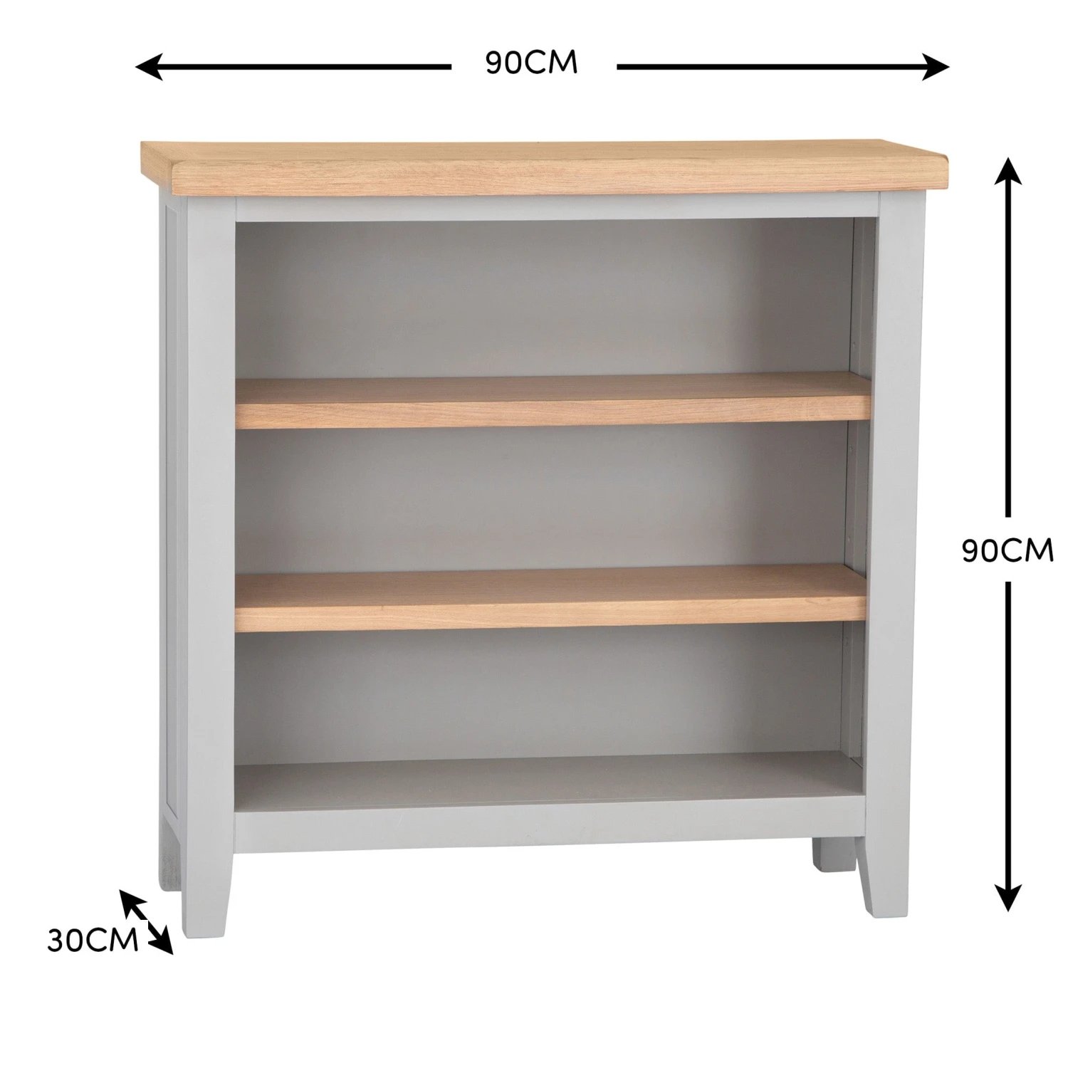 Eaton Grey Painted Oak Small Wide Bookcase 8 Eaton Grey Painted Oak Small Wide Bookcase - Image 6