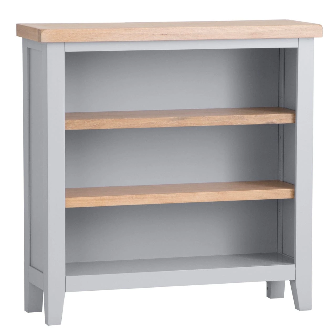 Eaton Grey Painted Oak Small Wide Bookcase 4 Eaton Grey Painted Oak Small Wide Bookcase - Image 2