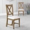 Falmouth Oak Cross Back Chair With Fabric Seat -Furniture Sale Shop FO CBCF 1
