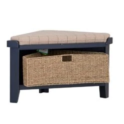 Wessex Smoked Oak Blue Painted Corner Hall Bench With Wicker Basket 14 Wessex Smoked Oak Blue Painted Corner Hall Bench With Wicker Basket -Furniture Sale Shop HOP CHB B 2