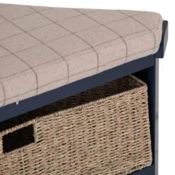 Wessex Smoked Oak Blue Painted Corner Hall Bench With Wicker Basket 18 Wessex Smoked Oak Blue Painted Corner Hall Bench With Wicker Basket -Furniture Sale Shop HOP CHB B 7