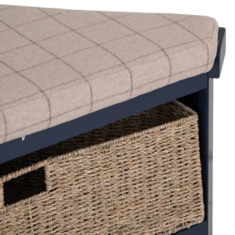Wessex Smoked Oak Blue Painted Corner Hall Bench With Wicker Basket 9 Wessex Smoked Oak Blue Painted Corner Hall Bench With Wicker Basket - Image 7