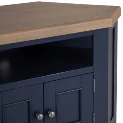 Wessex Smoked Oak Blue Painted Corner TV Unit -Furniture Sale Shop HOP CTV B 7