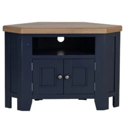 Wessex Smoked Oak Blue Painted Corner TV Unit -Furniture Sale Shop HOP CTV B 8