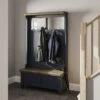 Wessex Smoked Oak Blue Painted Hall Bench Unit -Furniture Sale Shop HOP HBU B 01V2