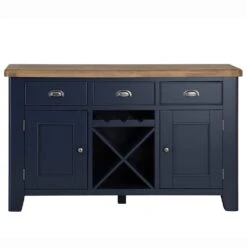 Wessex Smoked Oak Blue Painted Large Sideboard Wine Rack -Furniture Sale Shop HOP LS B 14