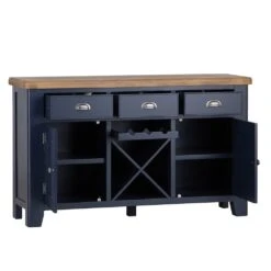 Wessex Smoked Oak Blue Painted Large Sideboard Wine Rack -Furniture Sale Shop HOP LS B 2