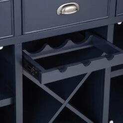 Wessex Smoked Oak Blue Painted Large Sideboard Wine Rack -Furniture Sale Shop HOP LS B 4