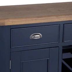 Wessex Smoked Oak Blue Painted Large Sideboard Wine Rack -Furniture Sale Shop HOP LS B 9