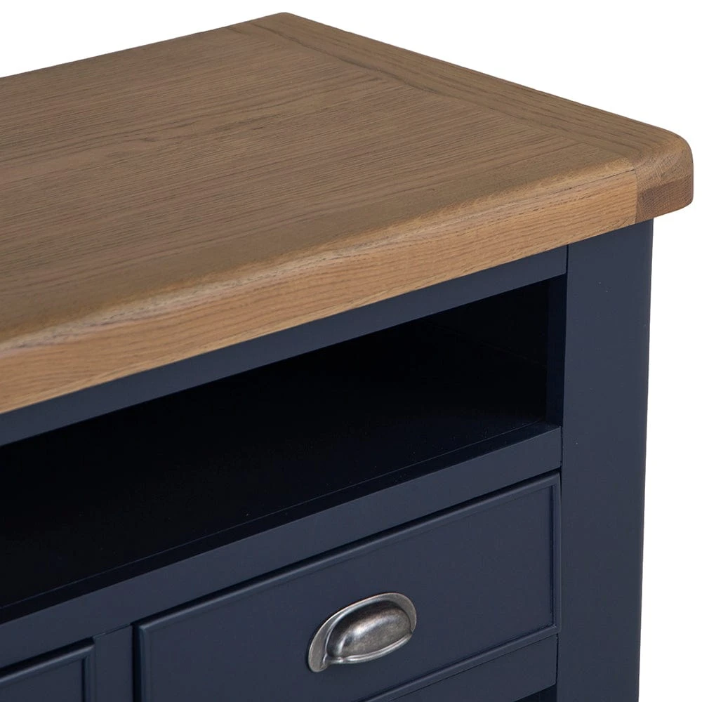 Wessex Smoked Oak Blue Painted Large TV Unit 11 Wessex Smoked Oak Blue Painted Large TV Unit - Image 9