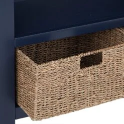 Wessex Smoked Oak Blue Painted Small Bookcase With Wicker Baskets 18 Wessex Smoked Oak Blue Painted Small Bookcase With Wicker Baskets -Furniture Sale Shop HOP SBC B 4