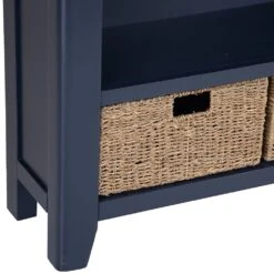Wessex Smoked Oak Blue Painted Small Bookcase With Wicker Baskets 19 Wessex Smoked Oak Blue Painted Small Bookcase With Wicker Baskets -Furniture Sale Shop HOP SBC B 7