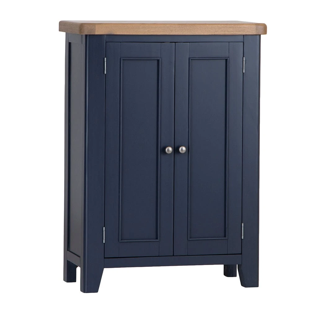 Wessex Smoked Oak Blue Painted Shoe Cupboard 4 Wessex Smoked Oak Blue Painted Shoe Cupboard - Image 2