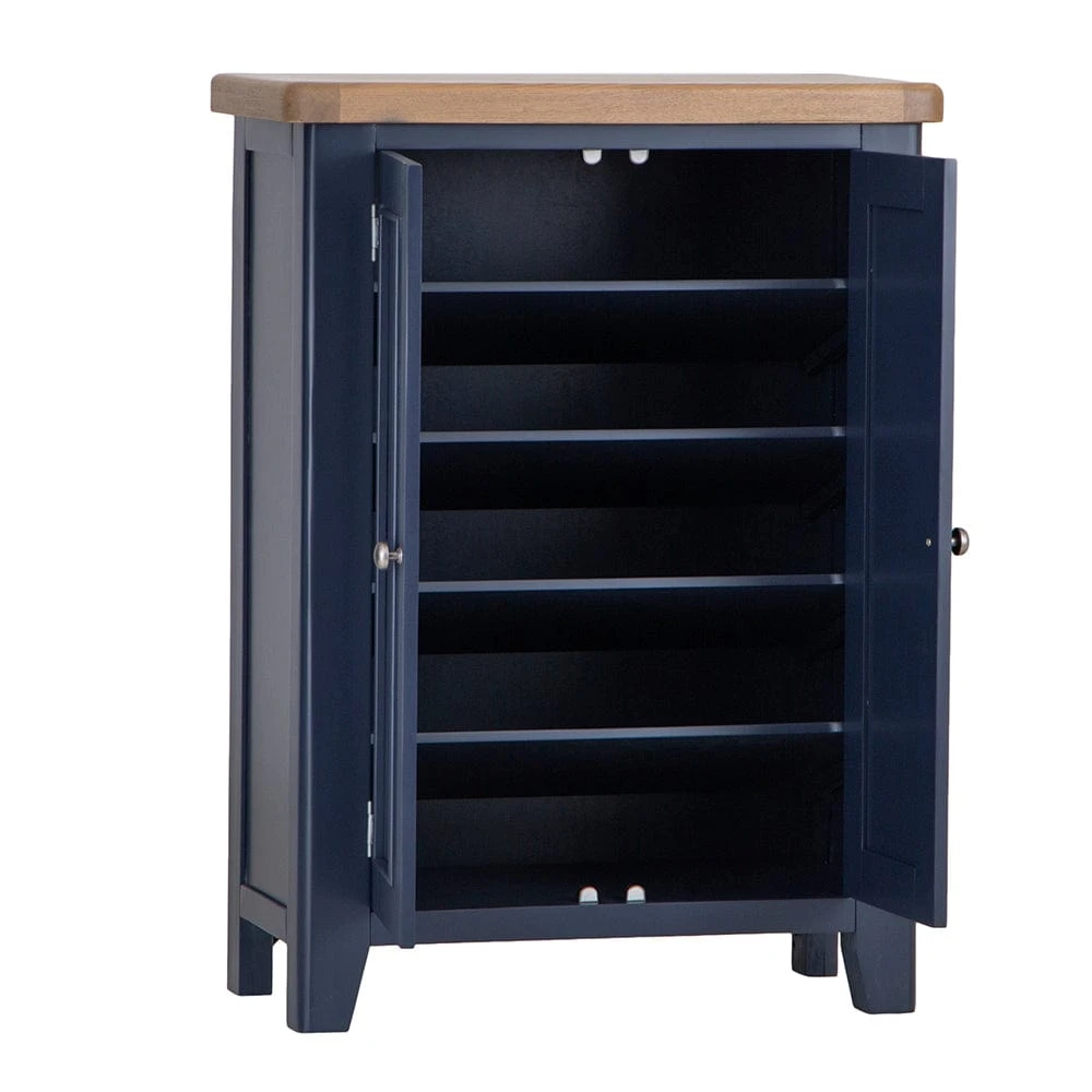 Wessex Smoked Oak Blue Painted Shoe Cupboard 5 Wessex Smoked Oak Blue Painted Shoe Cupboard - Image 3