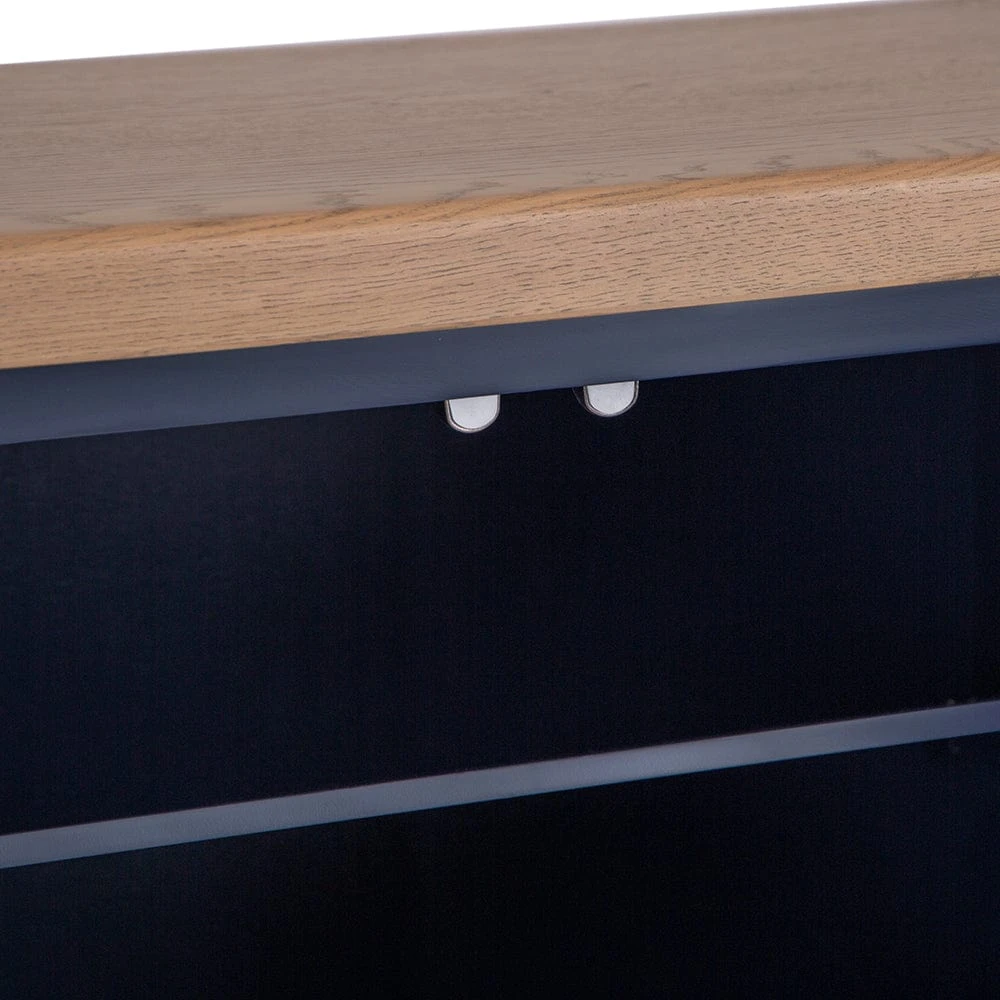 Wessex Smoked Oak Blue Painted Shoe Cupboard 8 Wessex Smoked Oak Blue Painted Shoe Cupboard - Image 6