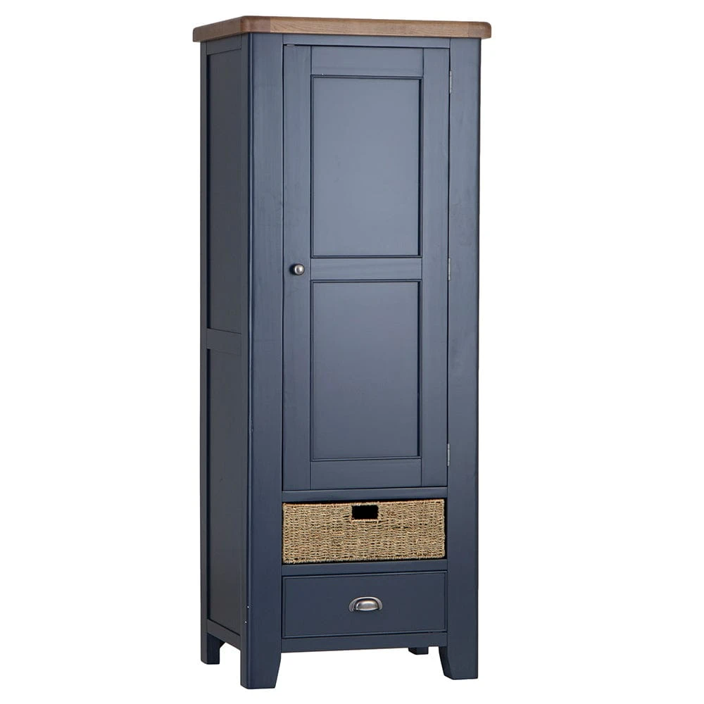 Wessex Smoked Oak Blue Painted Slim Larder Cupboard 4 Wessex Smoked Oak Blue Painted Slim Larder Cupboard - Image 2