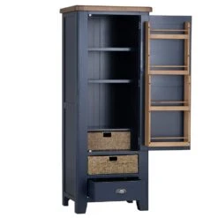 Wessex Smoked Oak Blue Painted Slim Larder Cupboard 26 Wessex Smoked Oak Blue Painted Slim Larder Cupboard -Furniture Sale Shop HOP SLU B 2