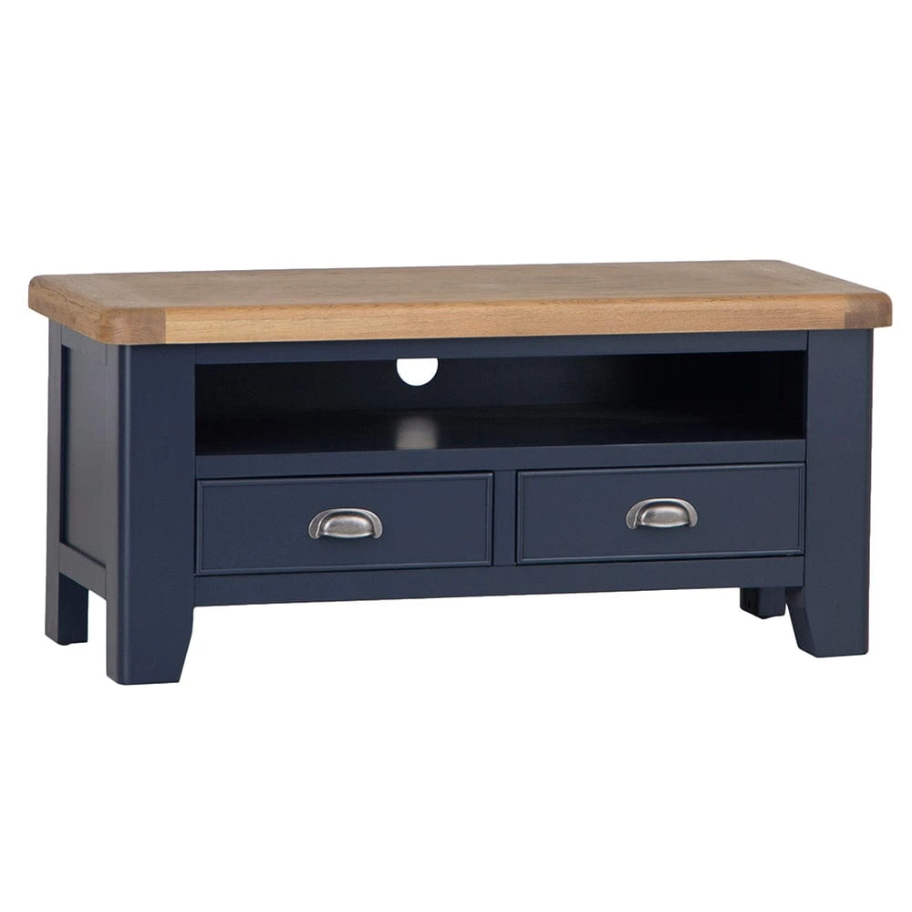 Wessex Smoked Oak Blue Painted TV Unit 4 Wessex Smoked Oak Blue Painted TV Unit - Image 2