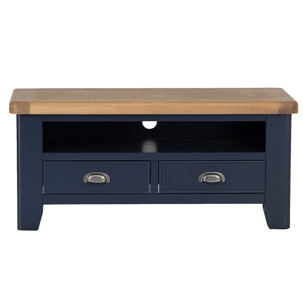 Wessex Smoked Oak Blue Painted TV Unit 13 Wessex Smoked Oak Blue Painted TV Unit - Image 11