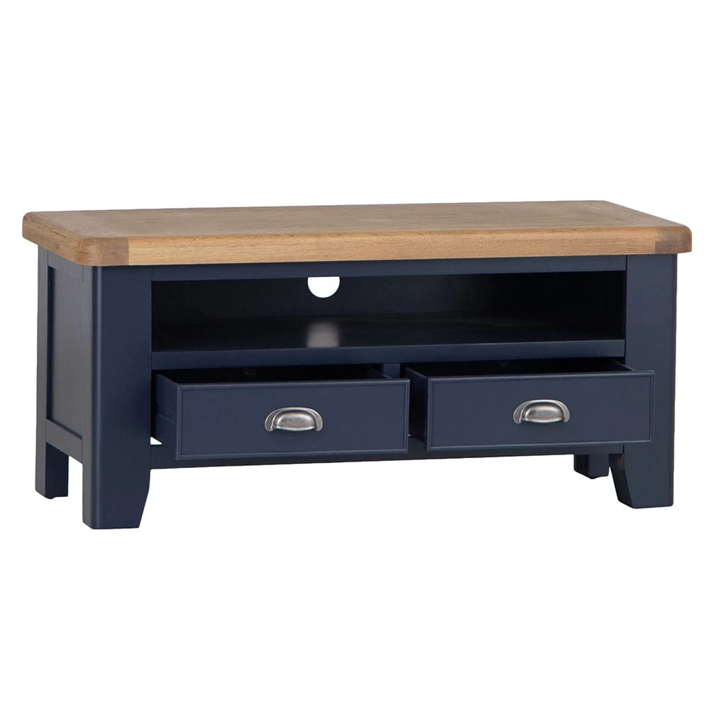 Wessex Smoked Oak Blue Painted TV Unit 5 Wessex Smoked Oak Blue Painted TV Unit - Image 3