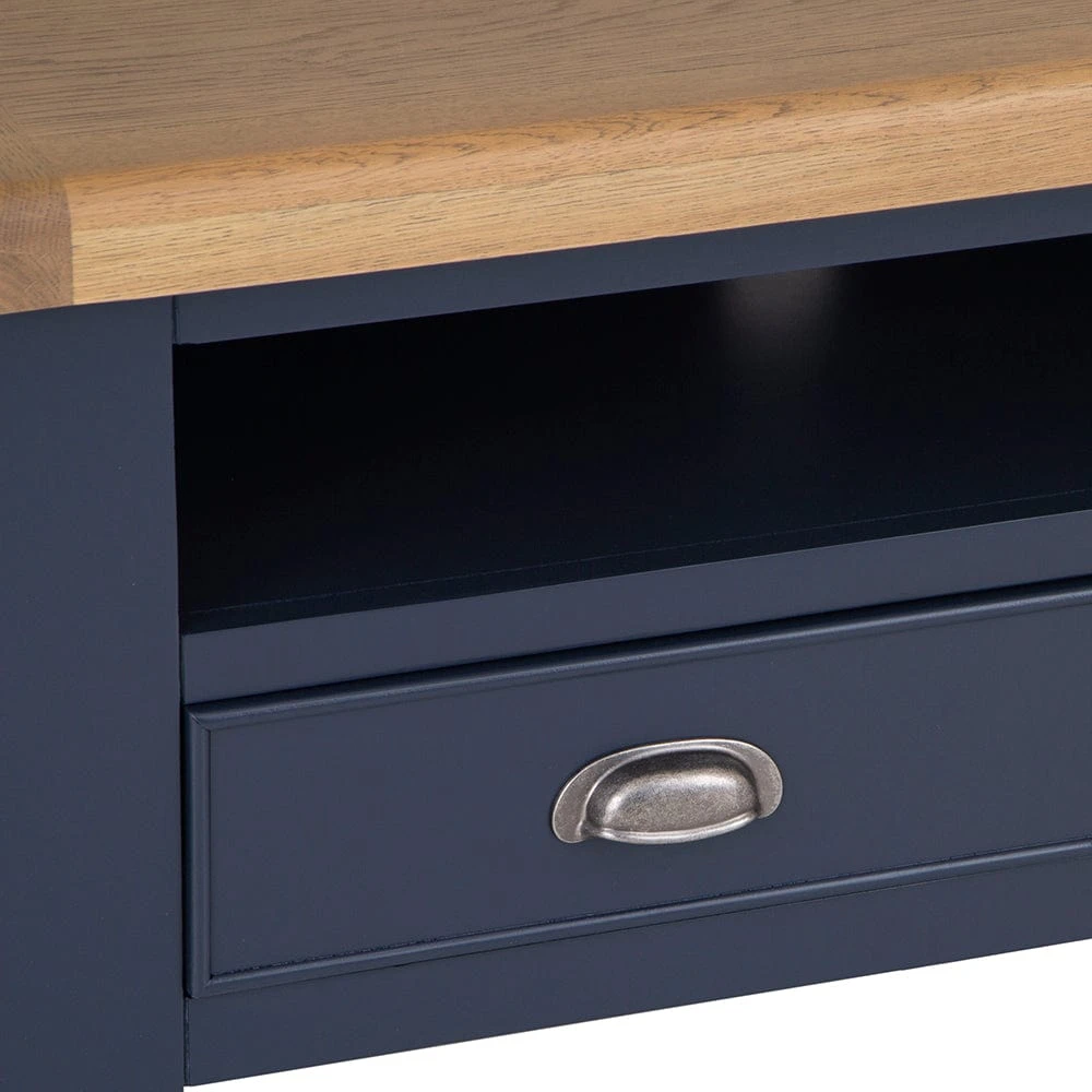 Wessex Smoked Oak Blue Painted TV Unit 7 Wessex Smoked Oak Blue Painted TV Unit - Image 5