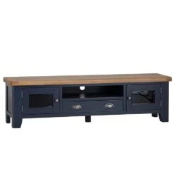 Wessex Smoked Oak Blue Painted Extra Large TV Unit