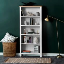 Salisbury White Painted Oak Large Bookcase