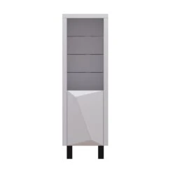 Venice Gloss Grey Tall Narrow Bookcase With LED Lighting -Furniture Sale Shop MBC 01 02Large