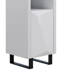 Venice Gloss Grey Tall Narrow Bookcase With LED Lighting -Furniture Sale Shop MBC 01 04Large