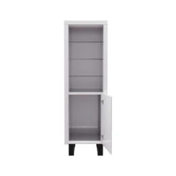 Venice Gloss Grey Tall Narrow Bookcase With LED Lighting -Furniture Sale Shop MBC 01 08Large