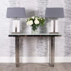 Genoa Glass Console Table With Metal Detailing