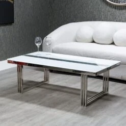 Genoa Glass Coffee Table With Metal Detailing