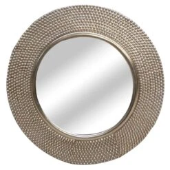 The Mirror Collection Round Mirror With Detailing
