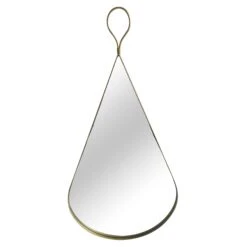 The Mirror Collection Gold Frame Teardrop Mirror With Leather Strap