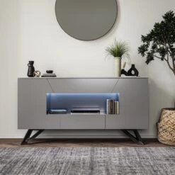 Venice Matt Dark Grey Large Sideboard With LED Lighting