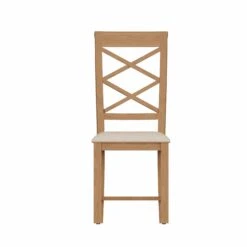 Bergen Oak Cross Back Dining Chair With Fabric Seat -Furniture Sale Shop NT CBCF 03