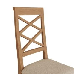 Bergen Oak Cross Back Dining Chair With Fabric Seat -Furniture Sale Shop NT CBCF 07