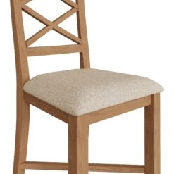 Bergen Oak Cross Back Dining Chair With Fabric Seat -Furniture Sale Shop NT CBCF 08