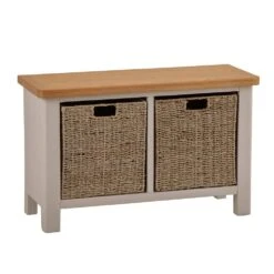 Rutland Painted Oak Hall Bench With Wicker Baskets -Furniture Sale Shop RA HB TR 7 15790b8f 3a18 4798 8bcb c6657f50b585