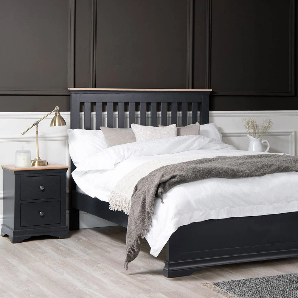 Florence Midnight Grey Painted Oak Super King Size Bed Frame 3 Florence Midnight Grey Painted Oak Super King Size Bed Frame