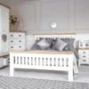 Hampshire White Painted Oak King Size Bed Frame High Foot End