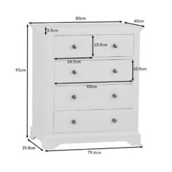 Banbury Grey Painted 2 Over 3 Chest -Furniture Sale Shop bp 2o3 dims 1