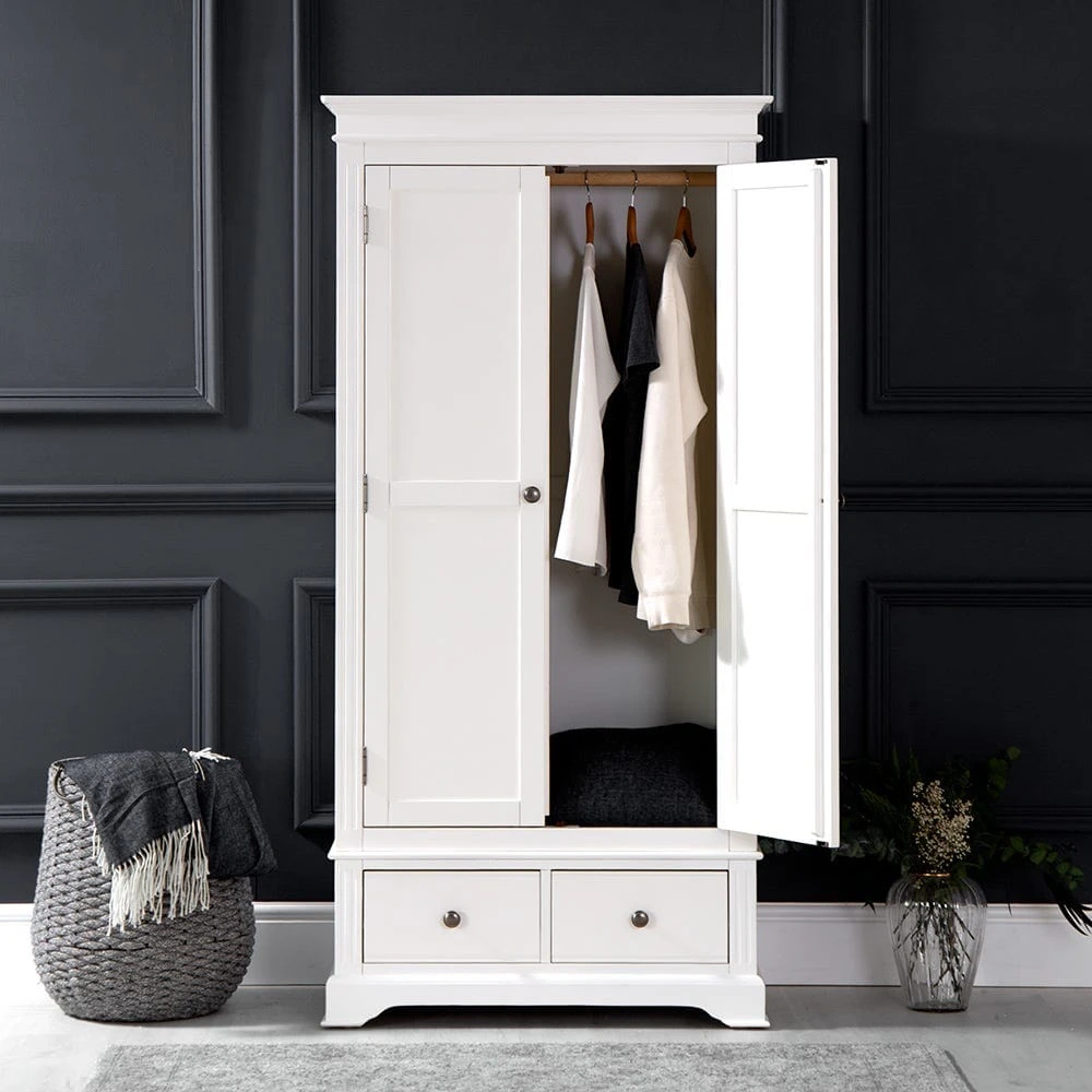 Banbury White Painted 2 Door Wardrobe With Drawers 3 Banbury White Painted 2 Door Wardrobe With Drawers