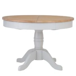 Ashbourne Grey Painted Round Pedestal Extending Dining Table -Furniture Sale Shop bri ba02t ext 16
