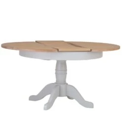 Ashbourne Grey Painted Round Pedestal Extending Dining Table -Furniture Sale Shop bri ba02t ext 3