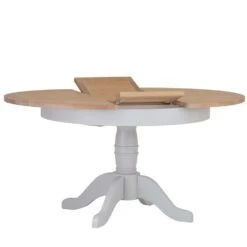 Ashbourne Grey Painted Round Pedestal Extending Dining Table -Furniture Sale Shop bri ba02t ext 4