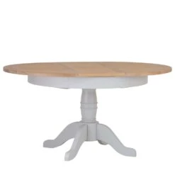 Ashbourne Grey Painted Round Pedestal Extending Dining Table -Furniture Sale Shop bri ba02t ext 5