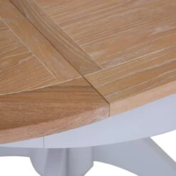 Ashbourne Grey Painted Round Pedestal Extending Dining Table -Furniture Sale Shop bri ba02t ext 6