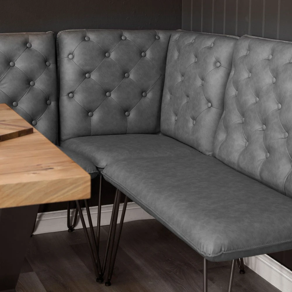 Industrial Grey Studded Back Corner Bench 3 Industrial Grey Studded Back Corner Bench